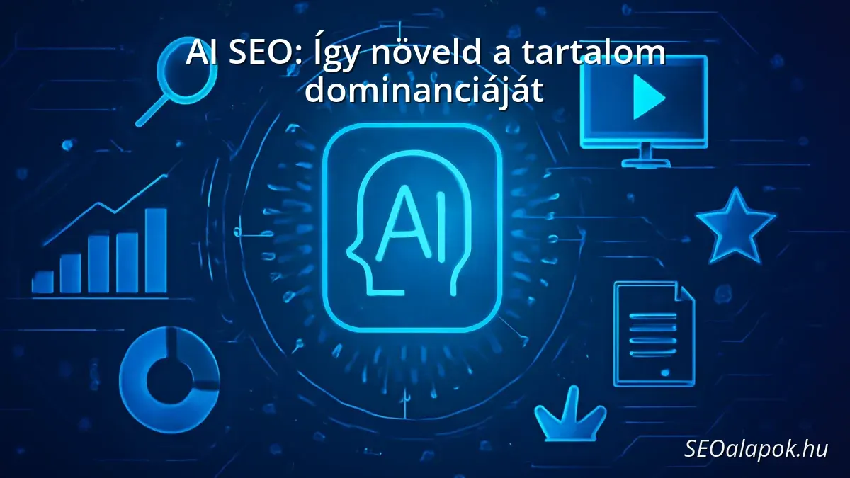 AI SEO concept with digital marketing and content dominance symbols